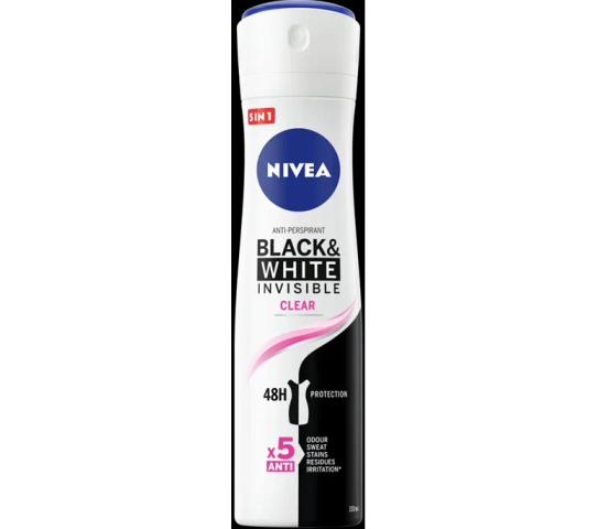 NIVEA BLACK & WHITE INVISIBLE CLEAR DEODORANT SPRAY 150ML